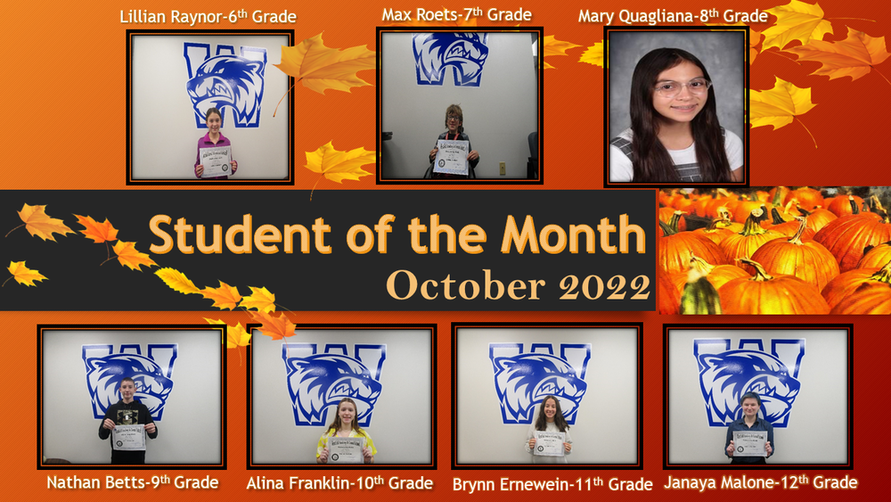 MS & HS Students of the Month - October 2022