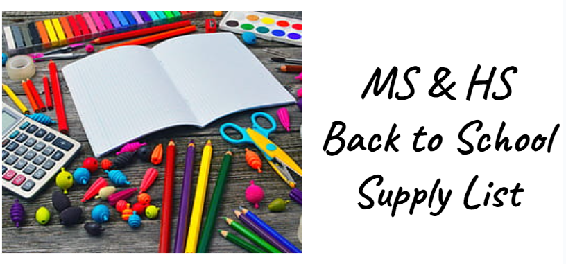 MS & HS Back to School Supply List