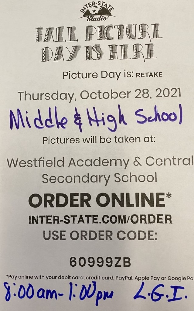 Oct 28 MS/HS Retake Photo Day